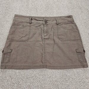 Beau Linen Blend Mini Skirt Olive Green Cargo Pockets Size‎ 14 Casual Cute